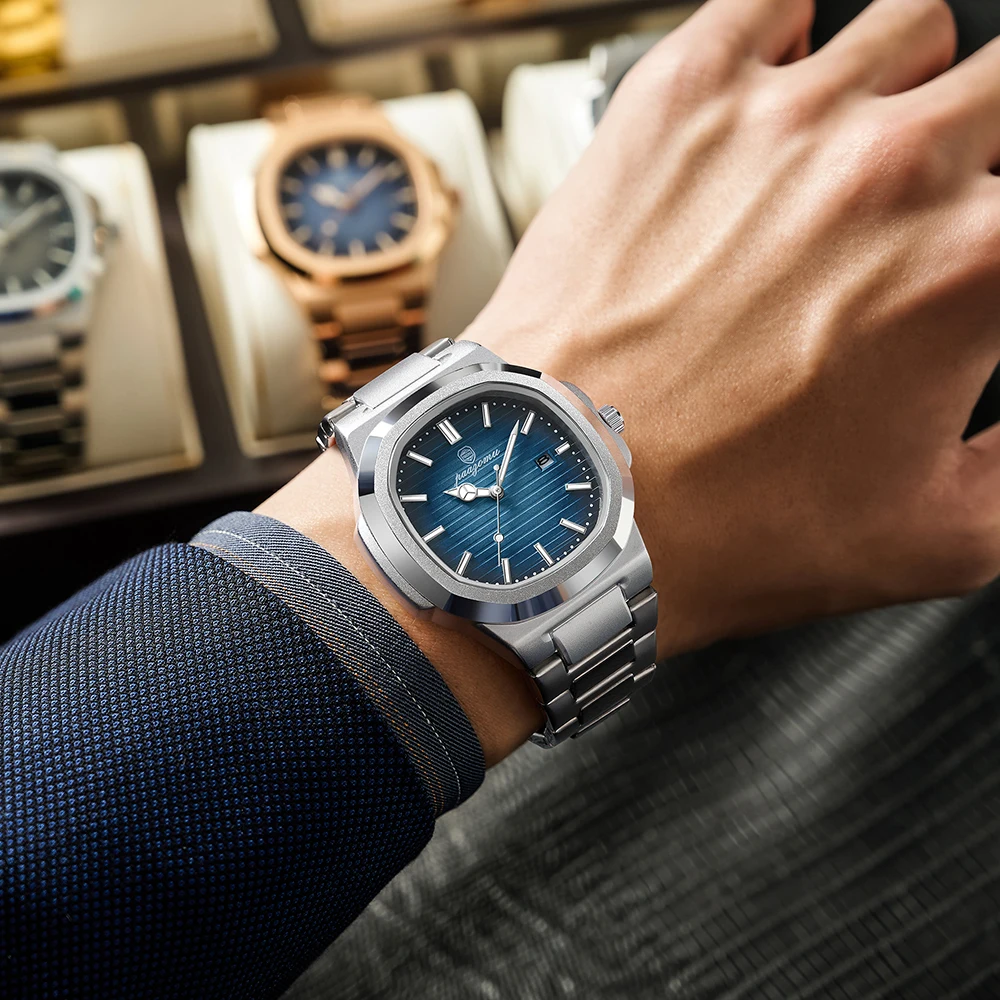 PAAZOMU Luxury Watch Business 50 ATM Waterproof Male Clock Luminous Date Stainless Steel Square Quartz Men Watches reloj hombre - Image 6