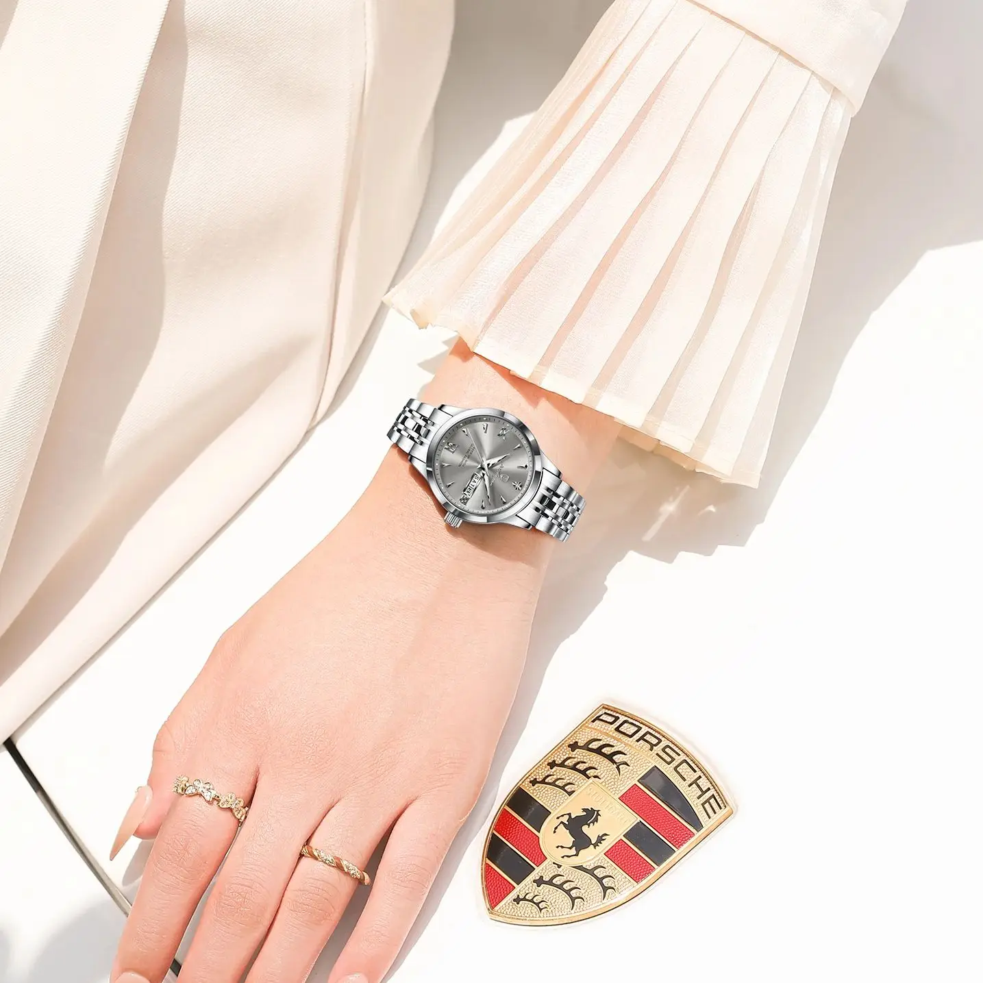 POEDAGAR Original Watch For Woman Waterproof Luminous Date Week Ladies Watch Stainless Steel Quartz Women's Watches Female Reloj - Image 6