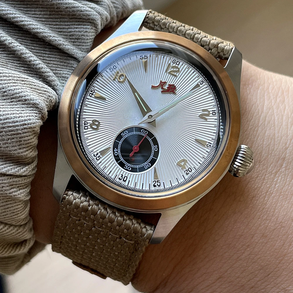 Merkur Watch Salmon Dial Watch NEW Vintage Watches Handwind Mechanical Watch for Men Bronze watch case Relogio Masculino 38mm - Image 5